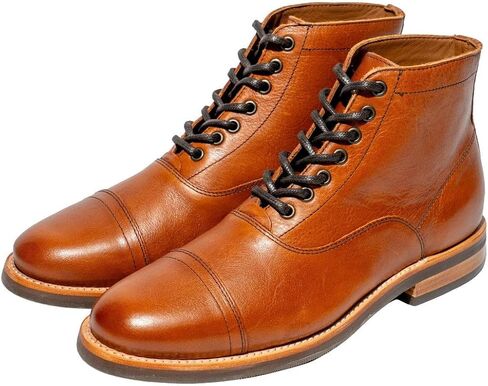 Andres Handcrafted Men's Cap Toe Leather Lace Up Boots — Goodyear Welt, Full Grain Leather, Handcrafted in Leon Mexico | The Commander in Saudi Arabia