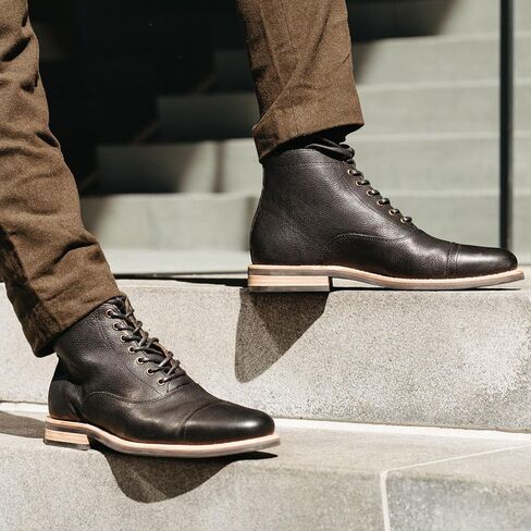 حذاء Andres الرجالي المصنوع يدويًا من الجلد برباط من الأمام - Goodyear Welt، جلد محبب بالكامل، مصنوع يدويًا في ليون المكسيك | القائد in Kuwait