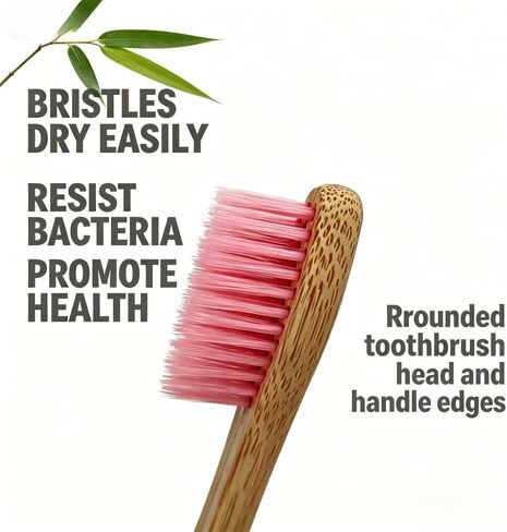 Toothbrush Bamboo 14 Pcs, Biodegradable and Environmentally Friendly, Fine Bristles Professional and BPA Free. in Saudi Arabia