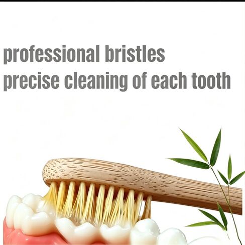 Toothbrush Bamboo 14 Pcs, Biodegradable and Environmentally Friendly, Fine Bristles Professional and BPA Free. in Saudi Arabia