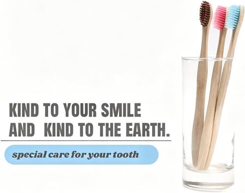Toothbrush Bamboo 14 Pcs, Biodegradable and Environmentally Friendly, Fine Bristles Professional and BPA Free. in Saudi Arabia