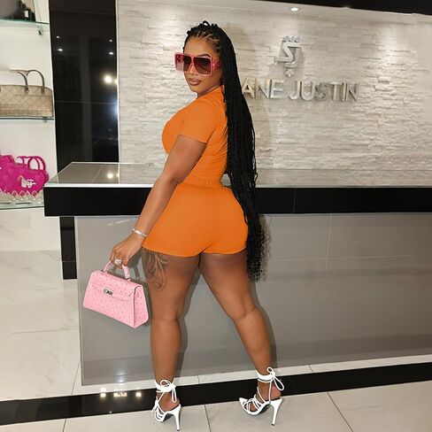 HBQ Women 2 Piece Outfits Causal Crop Tops And Biker Short Bodycon Tracksuits Workout Jogger Sets in Kuwait