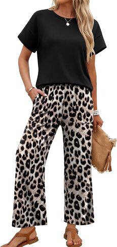 Sampeel Two Piece Sets for Women Cruise Travel Vacation Summer Outfits Lounge Matching Sets Women Clothing Wide Leg Pants Set in Kuwait