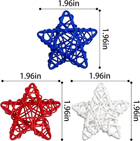 24 Pcs 4th of July Star Rattan Decoration, Red White Blue Rattan Stars for Independence Day Home Decor DIY Craft Vase Bowl Filler Table Decoration in Saudi Arabia