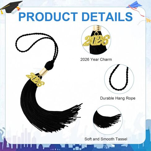 10 Pcs Graduation Tassels 2026, Black Tassels for Graduation Cap, Class of 2026 Grad Memorial Tassel for Graduations Cap Decorations Crafts College School Graduates Ceremonies Party Favors Accessories in Saudi Arabia