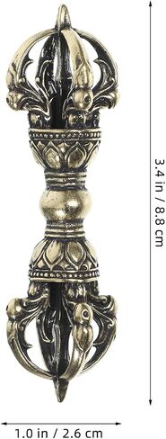 2 Pcs Brass Vajra Pestle, 3.48 Inch Golden Dharma Ornament, Vintage Feng Shui Home Decor Accents Amulet for Office Temple Desktop in Kuwait