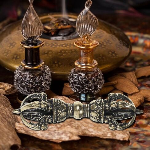 2 Pcs Brass Vajra Pestle, 3.48 Inch Golden Dharma Ornament, Vintage Feng Shui Home Decor Accents Amulet for Office Temple Desktop in Kuwait