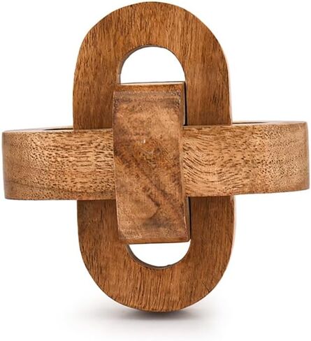 Tassels Acacia Wood 3 Link Wooden Knot Hand Carved Wooden Chain Links for Coffee Table Décor (4" X 4" X 4") in Saudi Arabia
