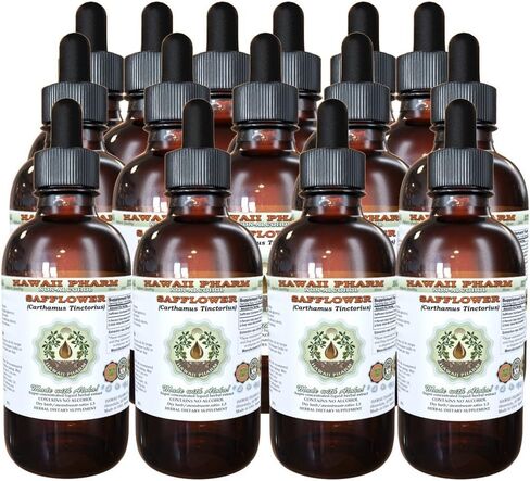 Safflower Alcohol-Free Liquid Extract, Safflower (Carthamus Tinctorius) Dried Petals Glycerite Natural Herbal Supplement, Hawaii Pharm, USA 2x4 fl.oz in Kuwait