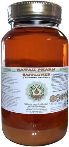 Safflower Alcohol-Free Liquid Extract, Safflower (Carthamus Tinctorius) Dried Petals Glycerite Natural Herbal Supplement, Hawaii Pharm, USA 2x4 fl.oz in Kuwait