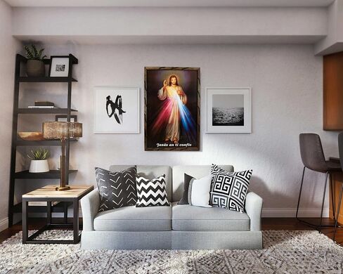 Mrcjsales-The Lord Of Divine Mercy in rustic frame, Oil painting, 24''x36'', 13''x18'', 10''x12'' inches, religious art image, Senor de la Divina Misericordia imagen, Cuadro rustico , Home decor, wall decor, church, gifts (Large 24x36'' inches) in Kuwait