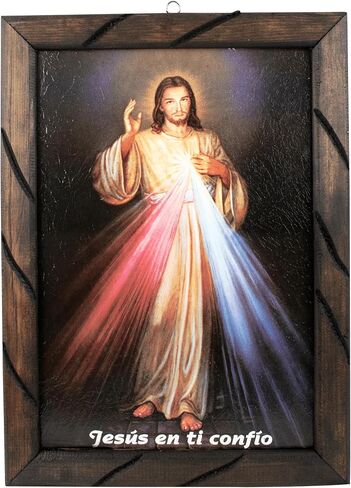 Mrcjsales-The Lord Of Divine Mercy in rustic frame, Oil painting, 24''x36'', 13''x18'', 10''x12'' inches, religious art image, Senor de la Divina Misericordia imagen, Cuadro rustico , Home decor, wall decor, church, gifts (Large 24x36'' inches) in Kuwait