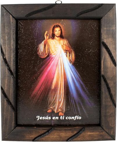 Mrcjsales-The Lord Of Divine Mercy in rustic frame, Oil painting, 24''x36'', 13''x18'', 10''x12'' inches, religious art image, Senor de la Divina Misericordia imagen, Cuadro rustico , Home decor, wall decor, church, gifts (Large 24x36'' inches) in Kuwait