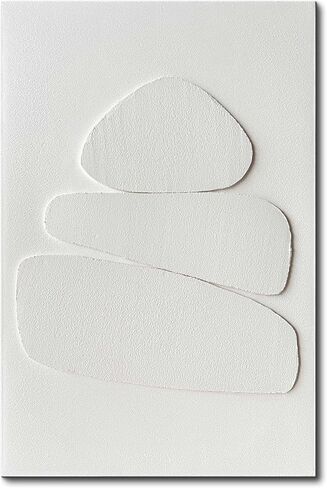 Creespi White Textured Wall Art - Hand Painted Minimalist 3D Art Painting 24x36 inches,Modern Abstract Oil Painting On Canvas for Home Wall Decor in Saudi Arabia