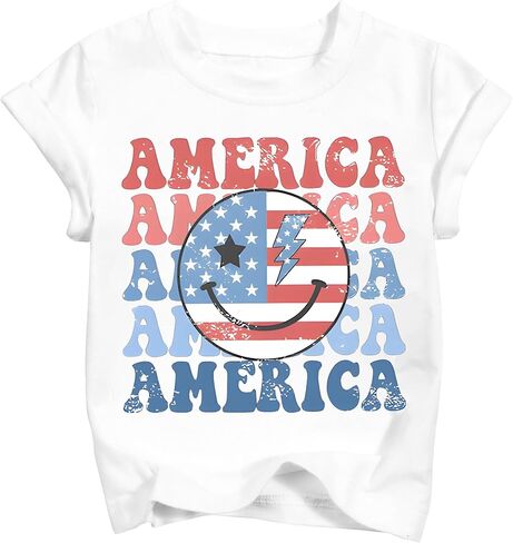 Girls 4th of July Shirt Kids 250th Anniversary Patriotic Tops Toddler Freedom American Flag Tee 2026 (3T-10T) in Saudi Arabia
