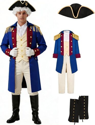 OEBLD George Washington Costume Adult Colonial Men Colonial Deluxe Wax Museum Project in Saudi Arabia