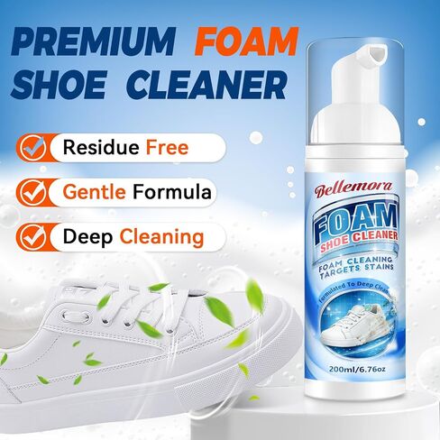 Shoe Cleaner, 6.76fl.Oz Sneaker Cleaner Foam, Shoe Cleaning Kit With Brush, Sponge And Towel, Sneaker Cleaner Kit For Removing Stains And Dirt, White Shoe Cleaner For Sneaker, Suede, Leather, Tennis in Saudi Arabia