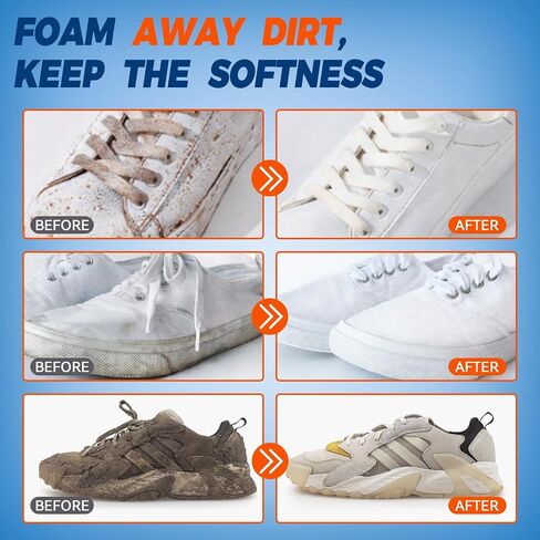Shoe Cleaner, 6.76fl.Oz Sneaker Cleaner Foam, Shoe Cleaning Kit With Brush, Sponge And Towel, Sneaker Cleaner Kit For Removing Stains And Dirt, White Shoe Cleaner For Sneaker, Suede, Leather, Tennis in Saudi Arabia