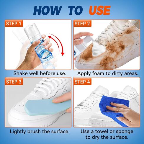 Shoe Cleaner, 6.76fl.Oz Sneaker Cleaner Foam, Shoe Cleaning Kit With Brush, Sponge And Towel, Sneaker Cleaner Kit For Removing Stains And Dirt, White Shoe Cleaner For Sneaker, Suede, Leather, Tennis in Saudi Arabia