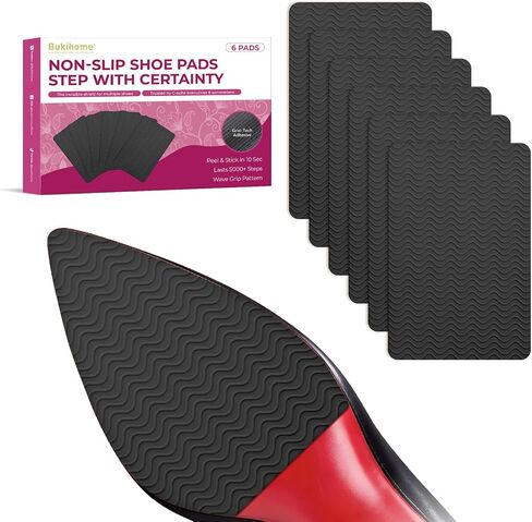 Shoe Sole Protector, [3 Pairs] Self-Adhesive Anti-Slip Shoe Grips for Bottom of Shoes, Enhanced Adhesive Non-Slip Pads Sole Guard for High Heels, Boots & Flats, Black in Kuwait