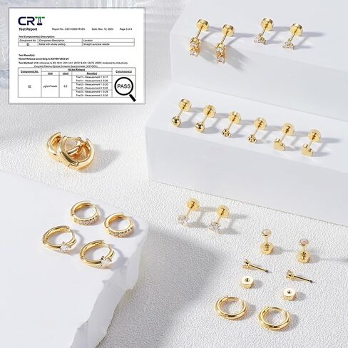 Turandoss Huggie Hoop Earrings Sets for Women, 14K Gold Plated Small Stud Earring Hypoallergenic Cartilage Huggie Hoop Stud Flat Back Gold Earrings Stacks for Multiple Piercings Jewelry Gifts in Kuwait
