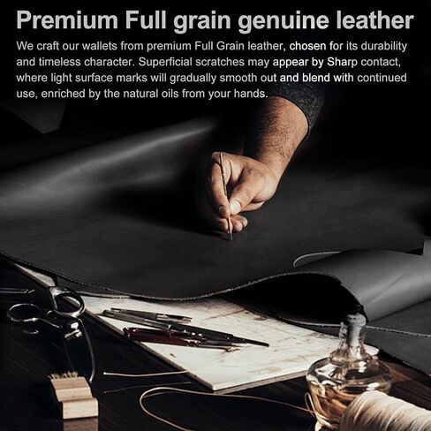 furid Top Grain Leather Wallet Men: RFID Minimalist Bifold Credit Card Holder with 2 ID Windows - Slim Front Pocket Wallets for Men - Gifts for Husband Father on Anniversary Birthday in Saudi Arabia