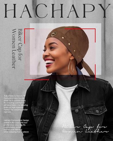 Biker Hats for Women Leather Adjustable Motorcycle Skull Cap One Size Leather Hat Punk Cap Motorcycle Hat for Women Leather Hat Leather Head Wrap Brown in Saudi Arabia