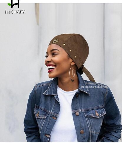 Biker Hats for Women Leather Adjustable Motorcycle Skull Cap One Size Leather Hat Punk Cap Motorcycle Hat for Women Leather Hat Leather Head Wrap Brown in Saudi Arabia