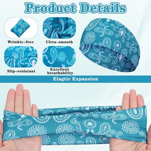 24 Pcs Sports Sweatbands for Men Women, Non Slip Wide Headbands Workout Breathable Head Band Exercise Hair Bands - Elastic Soft Sweatbands for Yoga Running Cycling Gym in Saudi Arabia