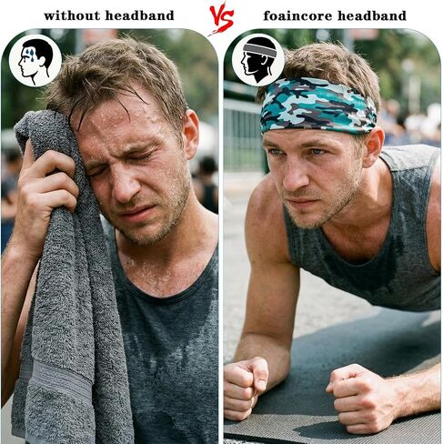 24 Pcs Sports Sweatbands for Men Women, Non Slip Wide Headbands Workout Breathable Head Band Exercise Hair Bands - Elastic Soft Sweatbands for Yoga Running Cycling Gym in Saudi Arabia