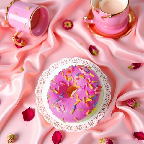 1 Pc Pink Fake Donuts,Stress Relief Donuts Simulation Artificial Doughnuts Dessert Cake Party Favors Decoration Faux Food Props Kitchen in Kuwait