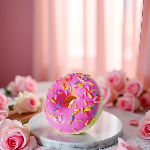 1 Pc Pink Fake Donuts,Stress Relief Donuts Simulation Artificial Doughnuts Dessert Cake Party Favors Decoration Faux Food Props Kitchen in Kuwait