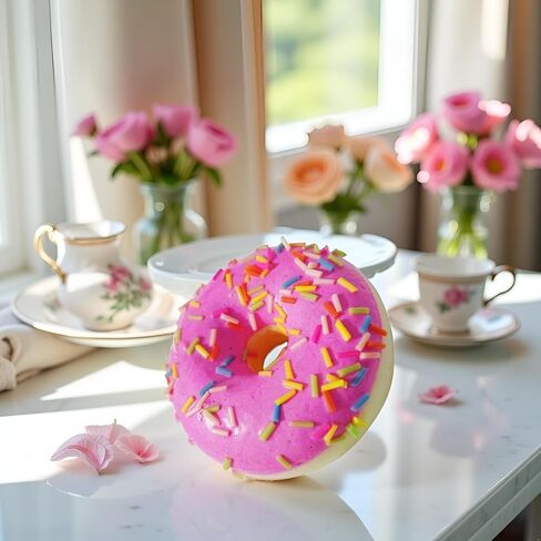 1 Pc Pink Fake Donuts,Stress Relief Donuts Simulation Artificial Doughnuts Dessert Cake Party Favors Decoration Faux Food Props Kitchen in Kuwait