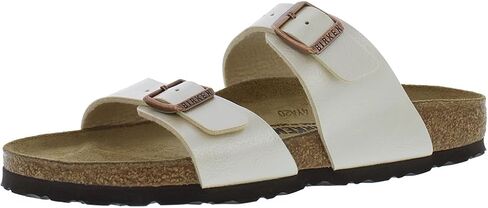 Birkenstock Sydney Narrow Unisex Shoes Size 5, Color: Pearl White/Beige/Black-Beige in Saudi Arabia