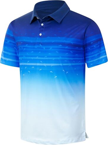 Cozople Golf Polo Shirts for Men Short Sleeve Dry Fit Performance Athletic Moisture Wicking Casual Print Collared Shirt in Kuwait