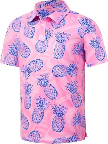 Cozople Golf Polo Shirts for Men Short Sleeve Dry Fit Performance Athletic Moisture Wicking Casual Print Collared Shirt in Kuwait