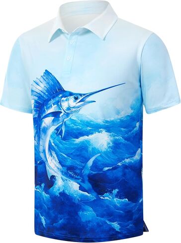 Cozople Golf Polo Shirts for Men Short Sleeve Dry Fit Performance Athletic Moisture Wicking Casual Print Collared Shirt in Kuwait