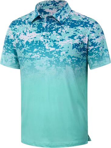 Cozople Golf Polo Shirts for Men Short Sleeve Dry Fit Performance Athletic Moisture Wicking Casual Print Collared Shirt in Kuwait