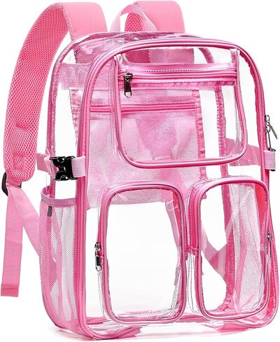 Heavy Duty Clear Backpack for Women Men Boys Girls, Large TPU Clear Bookbag Transparent See Through Backpack with 360° Reflective Strips for School Sport College Work Travel Security, Grey in Saudi Arabia