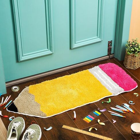 Tinideya Apple Reading Corner Rug for Classroom 27.5x27.5 Inch Non Slip Soft Reading Nook Rug Back to School Doormat for Library Preschool Daycare Playroom(Pencil) in Kuwait