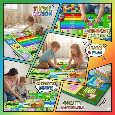 3x5ft Kids Educational Rug, Non-Slip Machine Washable ABC Alphabet Mat & Learning Carpet for Playroom Bedroom, Nursery Floor Play Mat with Numbers, Animals & Seasons, Preschool Classroom Rugs in Saudi Arabia