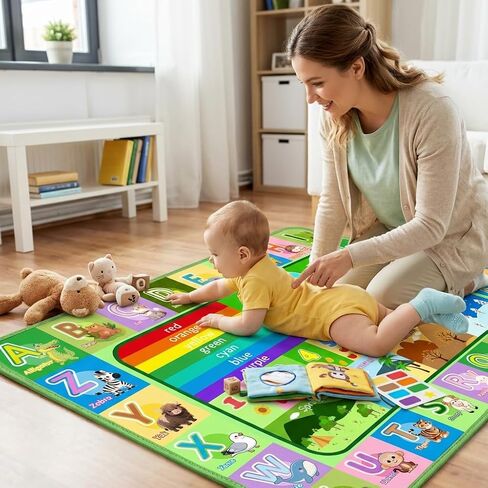 3x5ft Kids Educational Rug, Non-Slip Machine Washable ABC Alphabet Mat & Learning Carpet for Playroom Bedroom, Nursery Floor Play Mat with Numbers, Animals & Seasons, Preschool Classroom Rugs in Saudi Arabia