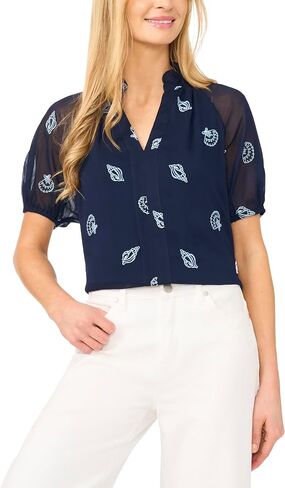 CeCe Embroidered Seashell Raglan Top in Kuwait