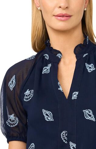 CeCe Embroidered Seashell Raglan Top in Kuwait