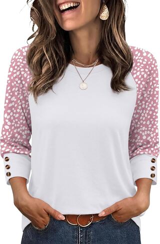 WIHOLL Womens Tops Summer 3/4 Sleeve with Buttons Dressy Casual Blouses Color Block Raglan Outfits Fashion Clothing 2026 in Kuwait