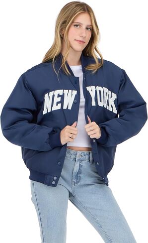 Forever 21 Women's Nylon Bomber Jacket With Patch Graphics in Kuwait