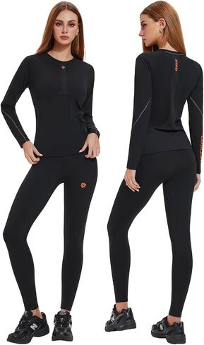 Workout Sets for Women 2 Piece, Compression Running Set with Pockets Cool Dry Base Layer Long Sleeve Gym Track Suits in Saudi Arabia