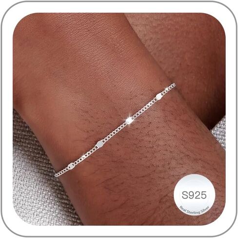 Carffordo 925 Sterling Silver Bracelets for Women Cuban Link Silver Bracelet Simple Dainty Bracelet for Women Waterproof Trendy Jewelry Gift in Saudi Arabia