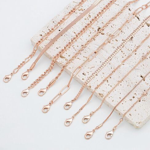 XIANNVXI 10PCS Rose Gold/Silver/Gold Bracelets Stack for Women Dainty Thin Rose Gold Bracelets Set Silver Chain Bracelet Paper Clip Stackable Figaro Paperclip Bracelet Pack for Women in Kuwait