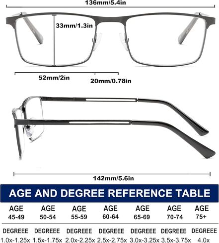 Blue Light Blocking Reading Glasses for Men With Spring Hinge Metal Full Frame Lightweight Readers Classic Trend in Saudi Arabia
